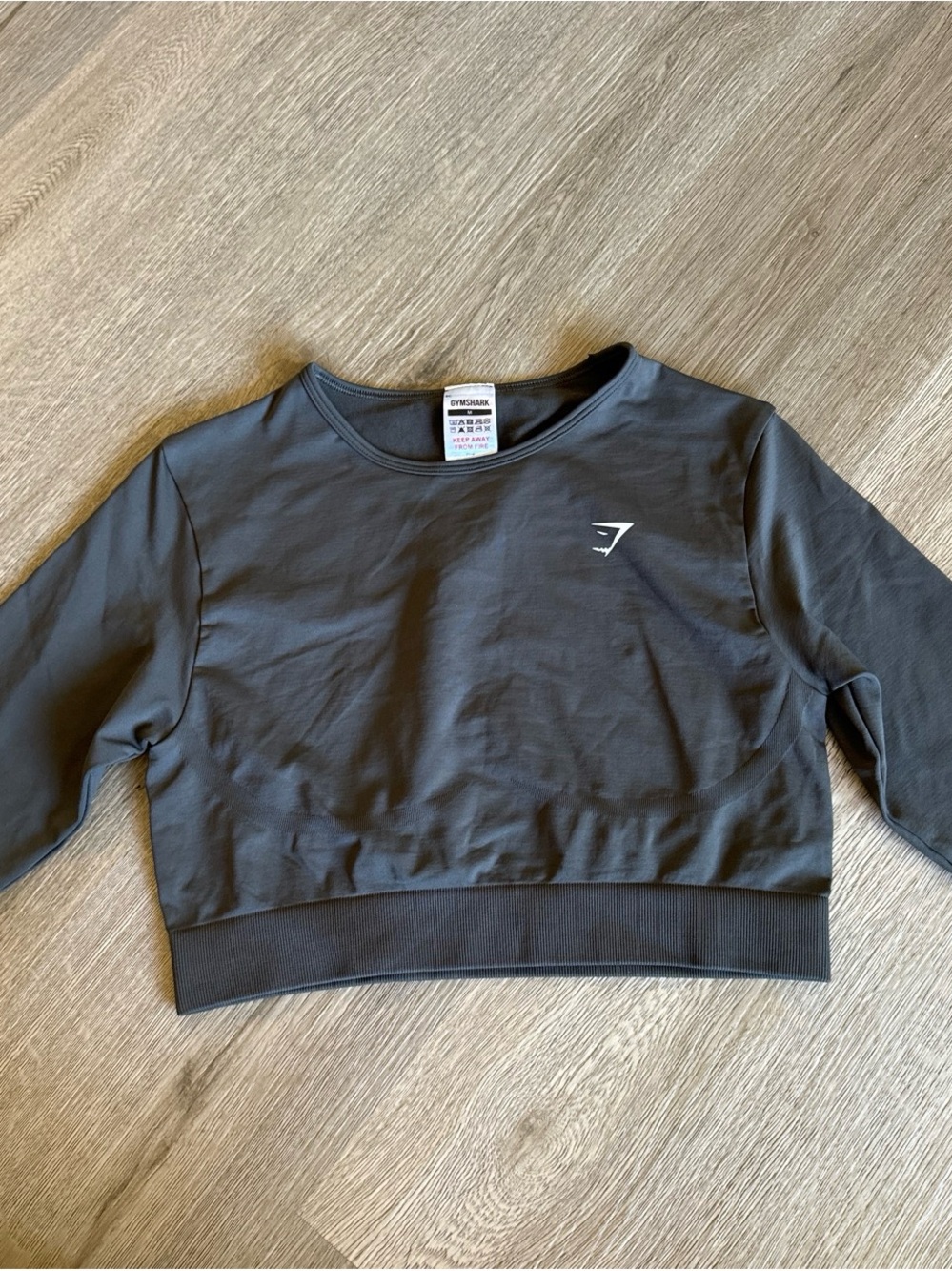 Gymshark Kids Charcoal Gray Cropped Long-Sleeve Hoodie